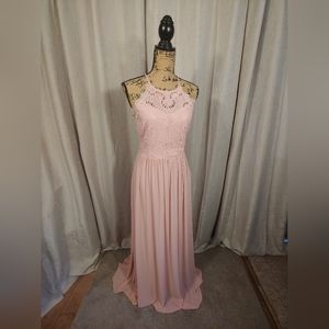 Soiéblu Rose Pettal Pink Crocket Gown Sundress Long sz Large